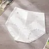 Braguitas de algodón puro de talla grande, cintura media-alta, para mujer, 10A, con encaje antibacteriano, categoría A, de algodón suave y transpirable.