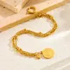 Pulsera redonda de acero de titanio con cabeza de reina, estilo retro neutro, doble cadena de acero inoxidable, venta al por mayor
