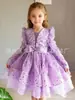 Vestido Infantil Dama de Honor Transfronterizo Niña Pequeña Bordado de Perlas Fiesta de Cumpleaños Vestido de Princesa Presentadora Piano Amazon Corto