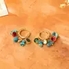Brincos Populares Coloridos de Pedra Natural com um Toque de Luxo, Acessórios de Orelha Vintage Modernos e Elegantes, Presilhas de Orelha Bohemianas Únicas e Distintas