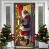 Cortina de puerta de Navidad, tela de fondo de puerta de poliéster, decoración de puerta para fiestas festivas, venta al por mayor transfronteriza, admite diseños personalizados basados en imágenes proporcionadas