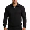 Camisa polo de punto para hombre transfronteriza con cuello, estilo europeo y americano otoño/invierno "old money", jacquard pesado, corte holgado, sudadera casual de color liso
