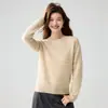 Otoño e Invierno Capa Interior Sentido del Diseño Punto Cachemir Capa Base Atractivo Top Grueso Sentido de Alta Calidad Color Sólido Suéter de Cuello Redondo Mujer