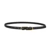 Cinto Fino de Couro Genuíno Feminino Design Vintage Couro Bovino de Alta Qualidade Estilo Minuto Cinto Fivela de Placa Metálica Acessórios de Cinto Feminino
