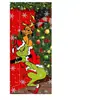 Nova capa de porta verde monstro Grinch transfronteiriça tecido de fundo decoração de atmosfera cortina de porta de Natal pano para pendurar bandeira de capa de porta
