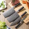 Yangjiang Juego de Cuchillos Damasco Casero Afilado Chef Cortar Carne Rebanar Acero Inoxidable Picador Picador Súper Rápido