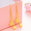Pendientes de oro vietnamita al por mayor, de latón chapado en oro, para mujer, estilo vintage, para novias, con borlas largas.