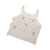 2026 Top Regata Tricotado Sem Mangas com Studs em Losango, Design Menina Doce e Picante, para Mulheres, Colete Interno Curto Slim Fit de Verão