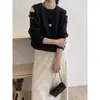 Suéter de Cashmere Gola Redonda Manga Longa Cor Sólida Outono e Inverno Design Rick Senso Casual Solto Redutor de Idade Malha de Lã