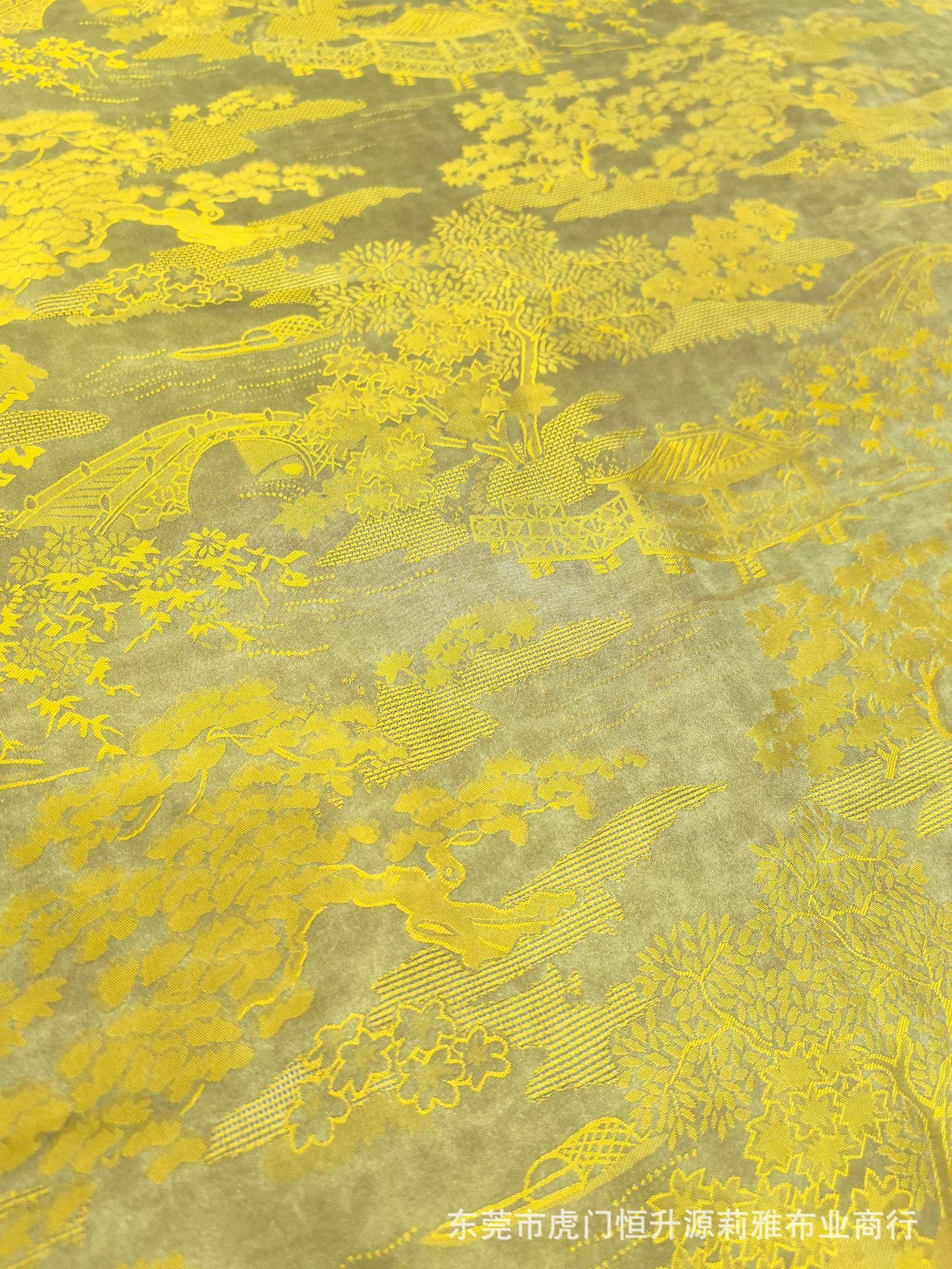 新中式人丝小乔提花面料 扎染印花工艺 适用于马甲衬