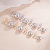 Mismo estilo que la estrella de la red social Pinza para oreja de espiral de perla gris para mujer, única, simple, delicada, versátil, pendientes de perla blanca