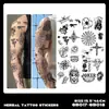 Pegatinas de Tatuaje Herbales de Brazo Completo Transfronterizas, Impermeables, de Larga Duración, No Reflectantes, Diseños de Tatuajes Realistas para Manos, Brazo de Flores, Brazo de Flor de Cerezo, Estilo Tradicional