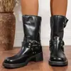 Salto Grosso Outono e Inverno Novos Botas Chelsea Retro Doces e Cool Botas de Cavaleiro Botas Melard Tamanho Grande para Mulheres 2025