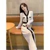 Vestido de malha com gola estilo francês para mulheres, para usar no outono, vestido longo elegante e bonito