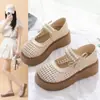 Populares Zapatos de Mujer Estilo Hada con Perlas Tejidas y Diseño Hueco, Novedad Verano 2026 Versátiles Zapatos Mary Jane de Doble Uso para Mujer