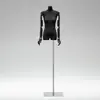 Maniquí negro de cuerpo plano, sin busto, pantalla de medio cuerpo estilo coreano para tiendas de ropa de mujer, soporte de exhibición de cuerpo completo