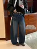 Suxinlan/YOUMO Jeans de Cortar Americanos Retro Lavados Rasgados para Mujer Otoño Temprano 39009-2 (con cinturón)