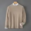 Baicai Rong 2026 Otoño/Invierno Nuevo 100% Lana para Hombre de Primera Línea Listo para Usar Holgado Cuello Redondo Dobladillo Enrollado Camisa Casual Básica