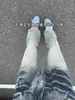 Jeans Curvos Patrón Rayo Azul Cleanfit para Hombre, Pantalones Otoñales Estilo High Street, Pantalones Rectos Ligeramente Acampanados Estilo Americano