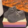 Suela gruesa más terciopelo cálido Birkenstock zapatos mujer 2026 Otoño/Invierno nuevo sin cordones fieltro de lana versátil Fu zapatos de algodón mujer