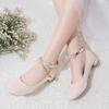 Sapatos de Salto Alto Infantil Primavera 2025, Sapatos de Performance para Estudantes de Meia-Idade e Mais Velhos, Vestido Dourado para Passarela, Sapatos de Princesa para Meninas