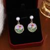 Pendientes de Flor de Goteo de Aceite Coloridos Estilo Jardín Monet Francés Estilo Mori Lujo Ligero Gama Alta Fresco Moda Temperamento Pendientes