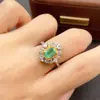 Anillo de Esmeralda Natural Transfronterizo de Amazon Plata S925 Piedra Principal 5*7 Joyería de Lujo Venta Directa de Fábrica