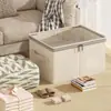 Caixa de Armazenamento de Roupas para Guarda-Roupa de Quarto em Tecido de Algodão e Linho Tianshan Caixa de Armazenamento Espessa Portátil Sem Instalação Bolsa de Armazenamento Caixa