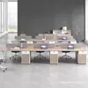Juego de escritorio y silla de oficina, escritorio de computadora moderno multipersonal con pantalla, estación de trabajo para empleados, combinación de escritorio y silla de oficina