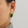 Amazon Europa América aretes ovalados de piedra natural vintage de lujo ligero retro estilo de venta caliente transfronteriza tachuelas de acero inoxidable