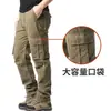 Pantalones de Algodón con Grullas para Primavera y Otoño Ropa de Trabajo Tallas Grandes Resistentes al Desgaste Casuales para Hombre con Múltiples Bolsillos