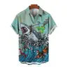 Comércio exterior 2024 estampa legal fofa de tubarão com impressão 3D camisa masculina casual de rua masculina