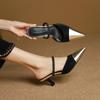 Sandalias de Tacón de Aguja con Punta y Media Tira, Tacones Altos Versátiles para Verano 2026, Sandalias de Tira con Espalda Abierta y Punta Cerrada de Nuevo Estilo para Mujer