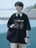 Camiseta de Algodón Puro de Manga Corta para Hombre Estilo Nuevo 2026, Marca Trendy de Verano, Holgada, Cuello Redondo, Estampado de Letras Pesado, Top Casual