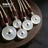 Fornecimento ao Vivo Pingente de Calcedônia Roxa 2cm com Fivela de Segurança Atacado Ágata Roxa Imperial Pequeno Pingente de Jade com Fivela de Segurança Acessórios