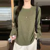 Camiseta de manga larga a rayas de bloques de color retro japonés, estilo perezoso, holgada, para mujer, otoño, nueva, top versátil de capa base, tendencia ins
