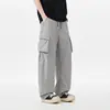 Roupas Masculinas Feng She / Estilo Primavera Rua Americana Calças Casuais de Perna Larga Homem Marca Tendência Calças de Perna Reta Soltas Calças Cargo com Múltiplos Bolsos