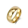 Anel de Tungstênio com Corte Diamantado Romboidal de Tartaruga, Casual e de Luxo, Anel de Tungstênio Dourado para Casal, Unissex