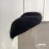 Estilo Perezoso~Boina de Pelo de Conejo para Mujer en Otoño e Invierno Tejida de Peluche para Circunferencia de Cabeza Grande Estilo Coreano Gorro de Pintor Bud Hace la Cara Más Pequeña