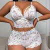 Lencería Sexy Europea y Americana Encaje Hueco Transparente Camisón Sexy Sujetador Sexy Transpirable de Talla Grande Sin Varillas