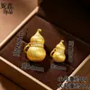 Novo Pingente Tradicional Estilo Chinês com Pedras de Diamante Incrustadas e Acabamento Escovado em Forma de Cabaça para Mulheres, Corrente Versátil Popular para Clavícula, Presente para Namorada