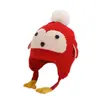 Touca de Bebê Outono e Inverno Super Fofa com Forro de Lã Proteção para Orelhas Chapéu de Pinguim Desenho Animado Touca de Lã para Bebê Touca de Tricô Infantil