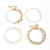 Joyería de Estilo Europeo y Americano Transfronteriza Personalizada Estilo Retro Cadena con Costuras de Perlas de Imitación Juego de Pulseras Versátil