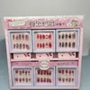 Lindo Set de Uñas Portátiles Hecho a Mano, Uñas Postizas Lindas con Forma de Corazón para Niñas en Caja, Estilos Cortos y Largos, Pegatinas para Uñas con Pedrería Degradada