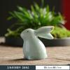 Adornos de Conejito Gordito de Cerámica Azul Cielo Chapados en Oro Lindos Mini Decoración de Escritorio Souvenir de Viaje por la Ciudad