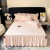 Saia de cama estilo princesa peça única cobre imperfeições bainha 2026 novo algodão puro todo algodão cobre-leito estilo saia de cama lençol de cama com borda de saia A