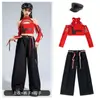 Ropa de Hip-Hop para Chicas de Jazz Danza Jazz Chicas Mostrar Ombligo Pantalones Vaqueros de Hip-Hop Conjunto Ropa de Rendimiento de Grupo de Chicas a la Moda