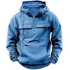 Moletom com Capuz de Cor Sólida Outono/Inverno Novo para Jovens Homens e Mulheres, Jaqueta Moletom com Múltiplos Bolsos, Personalizável - Cross-Border Amazon Europeu e Americano