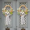 Estilo Pastoral de Otoño Corona de Calabaza Blanca Decoración de Puerta de Patio Festival de la Cosecha Flor Artificial Rama Seca Círculo de Enredadera Colgante de Puerta