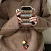 Adequado para Capa de Celular Honor 500Pro com Corrente para Pendurar Nicho Honor500 Não Colidente Anti-Queda Listras de Cor Contrastante Estrelas